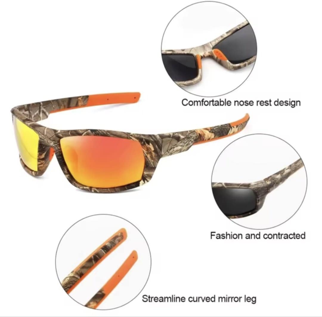 Red Mirror Carp Fishing Glasses Camo Angling Goggles/Unisex Camouflage Outdoor Sports Eye-wear