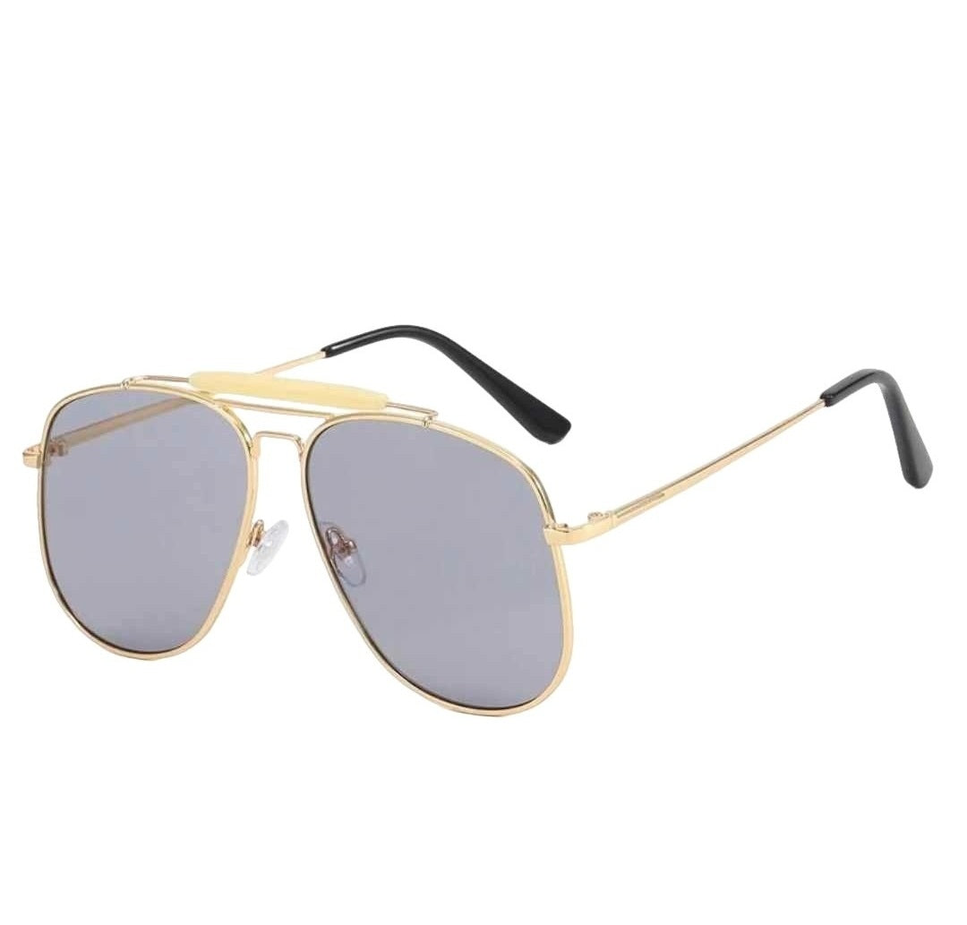 Oversized Celeb Brow Bar Pilot Sunglasses for Women and Men, Retro Designer High-end Style, Thin Metal Frame, Lightly Tinted Lens, Rose Gold, Shades Trending Sunglasses