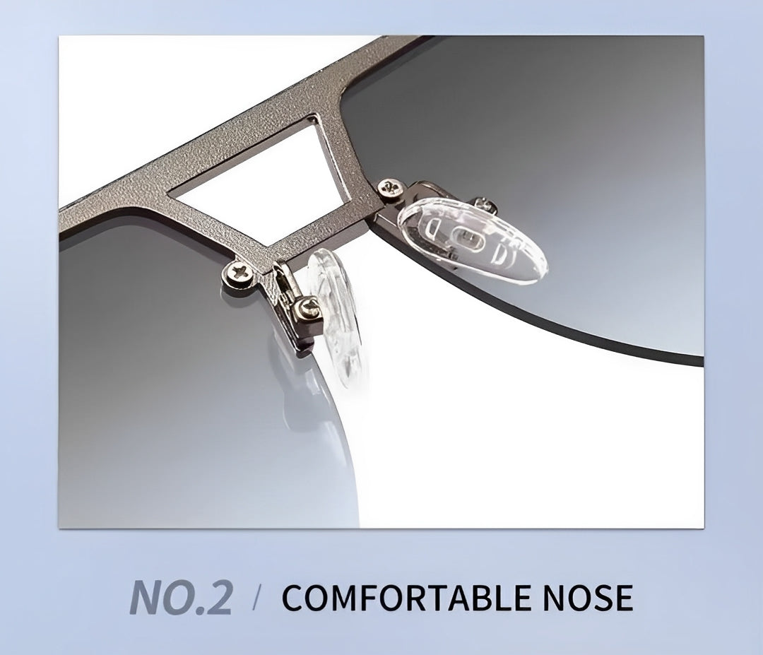 Gradient Blue Grey Tint Sunglasses for Men Women, Gunmetal Rim Frameless Celeb Rapper Stylish Trendy Smoke Lens Eyewear