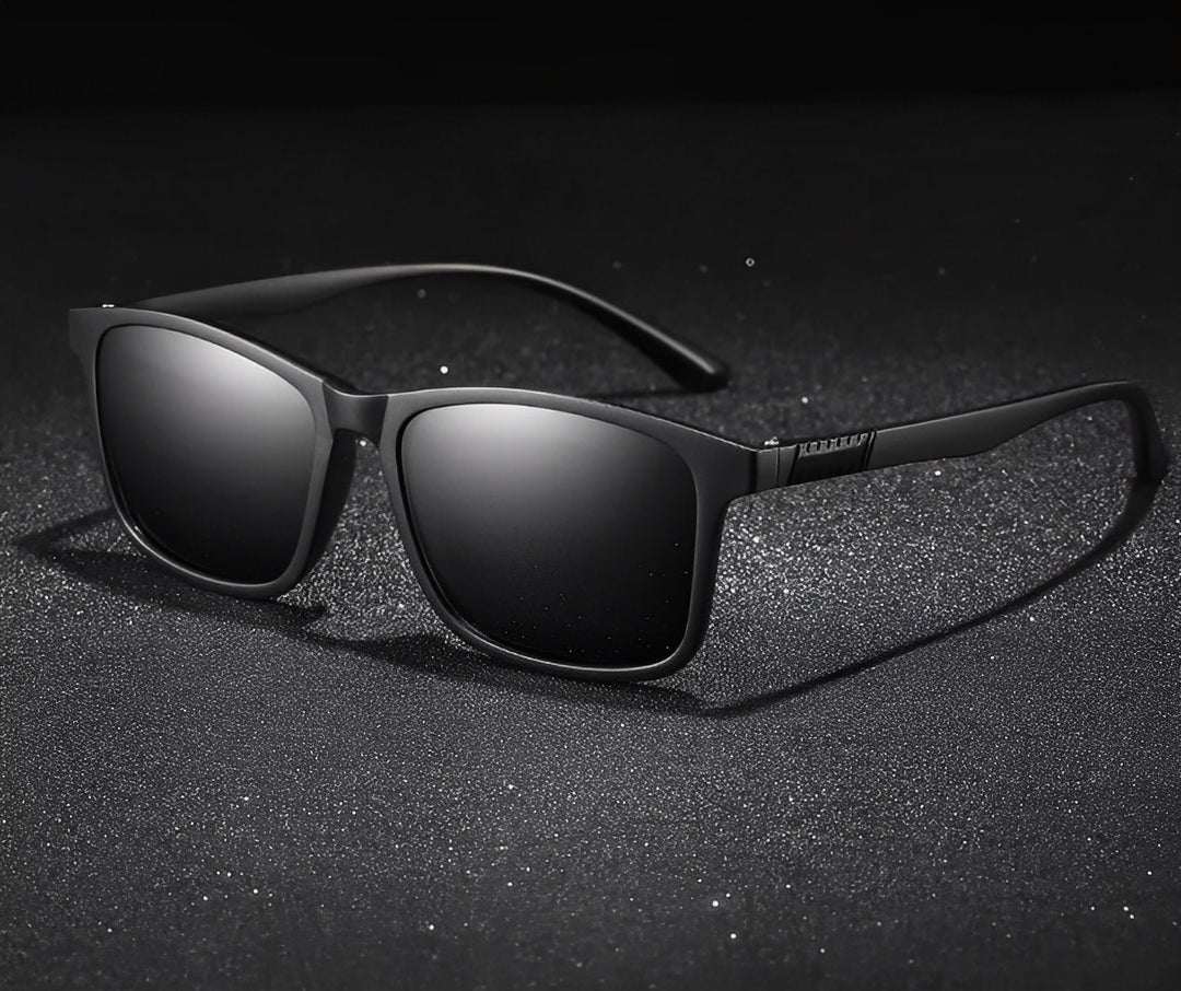 Classic Black Square Grey Lens Sunglasses Mens Womens Ultra lightweight Polarised Vintage Retro Rectangle Wrap Frame
