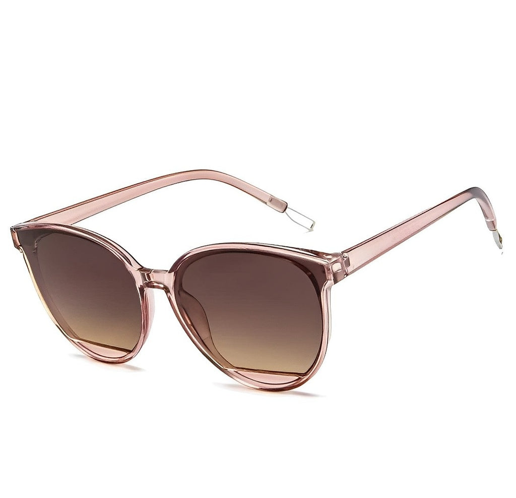 Celeb Oversized Cateye Sunglasses, Champagne Oval Butterfly Shape, Tinted Gradient Tan Brown Lenses, Lightweight Design Style Sun Glasses, Trending