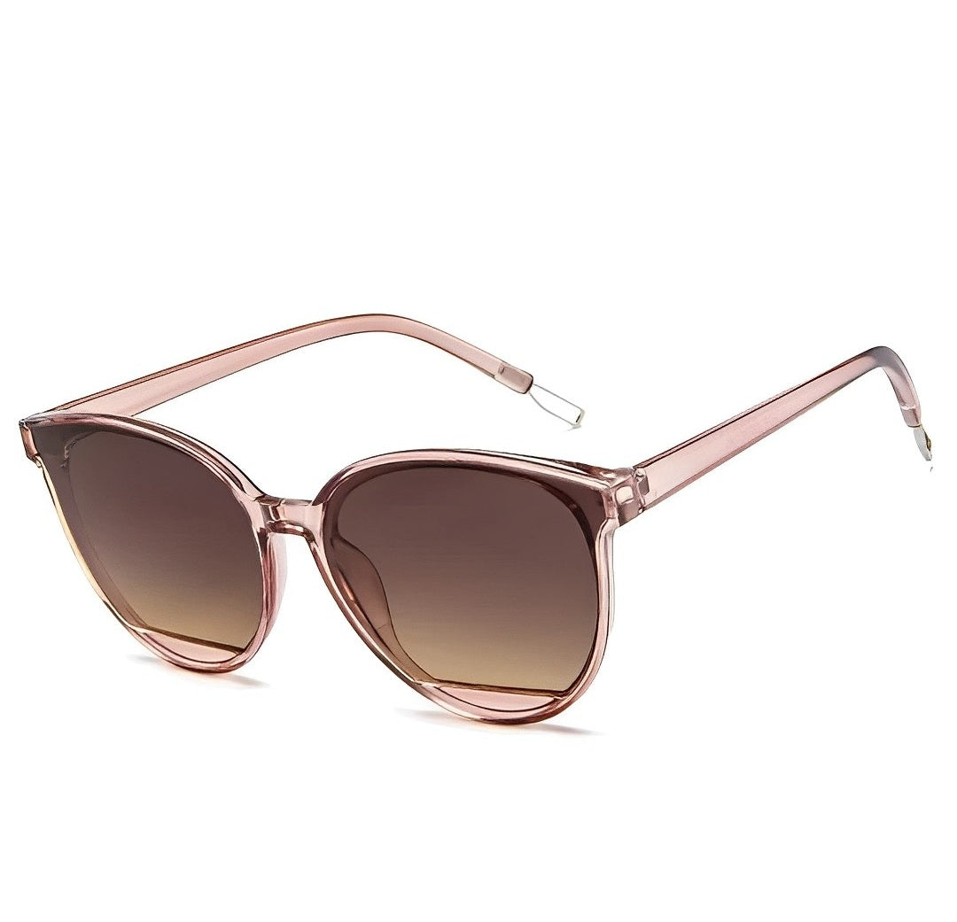 Celeb Oversized Cateye Sunglasses, Champagne Oval Butterfly Shape, Tinted Gradient Tan Brown Lenses, Lightweight Design Style Sun Glasses, Trending