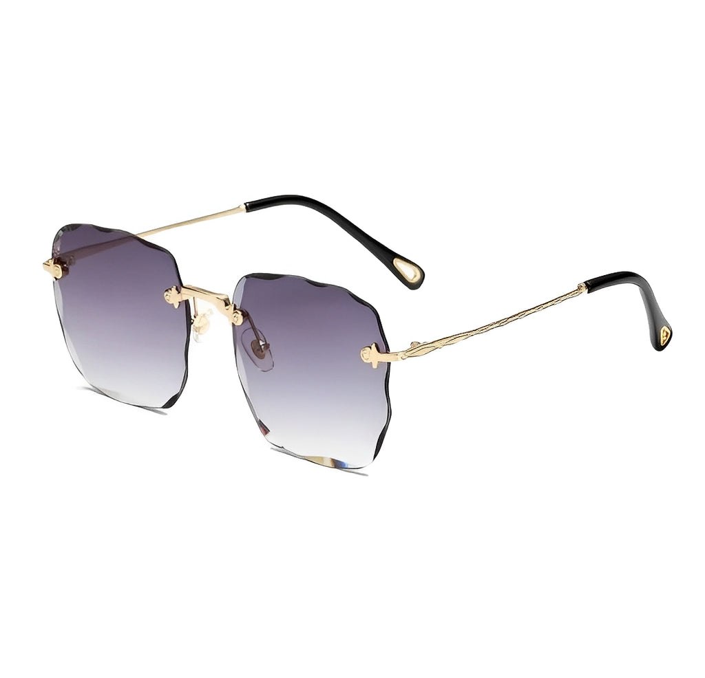 Elegant Designer No-frame Sunglasses Celeb Rimless Gradient Lilac Diamond Cut for Women High End Eyewear
