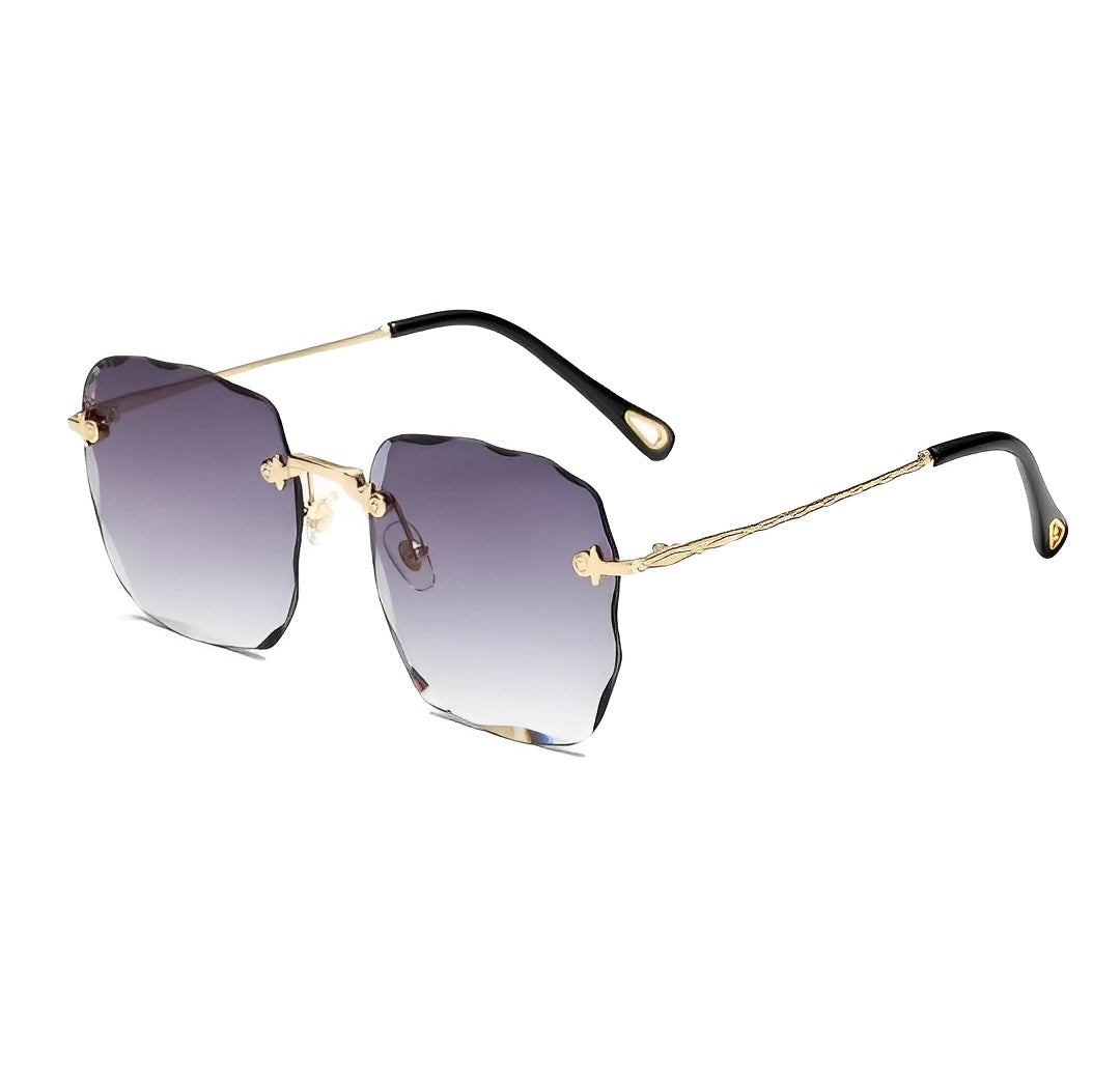 Elegant Designer No-frame Sunglasses Celeb Rimless Gradient Lilac Diamond Cut for Women High End Eyewear
