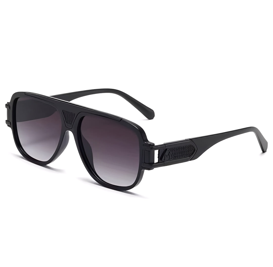 Gradient Black Visor Sunglasses Dark Tint Lenses Single Lens Frame Fashion Glasses Futuristic Shield Design