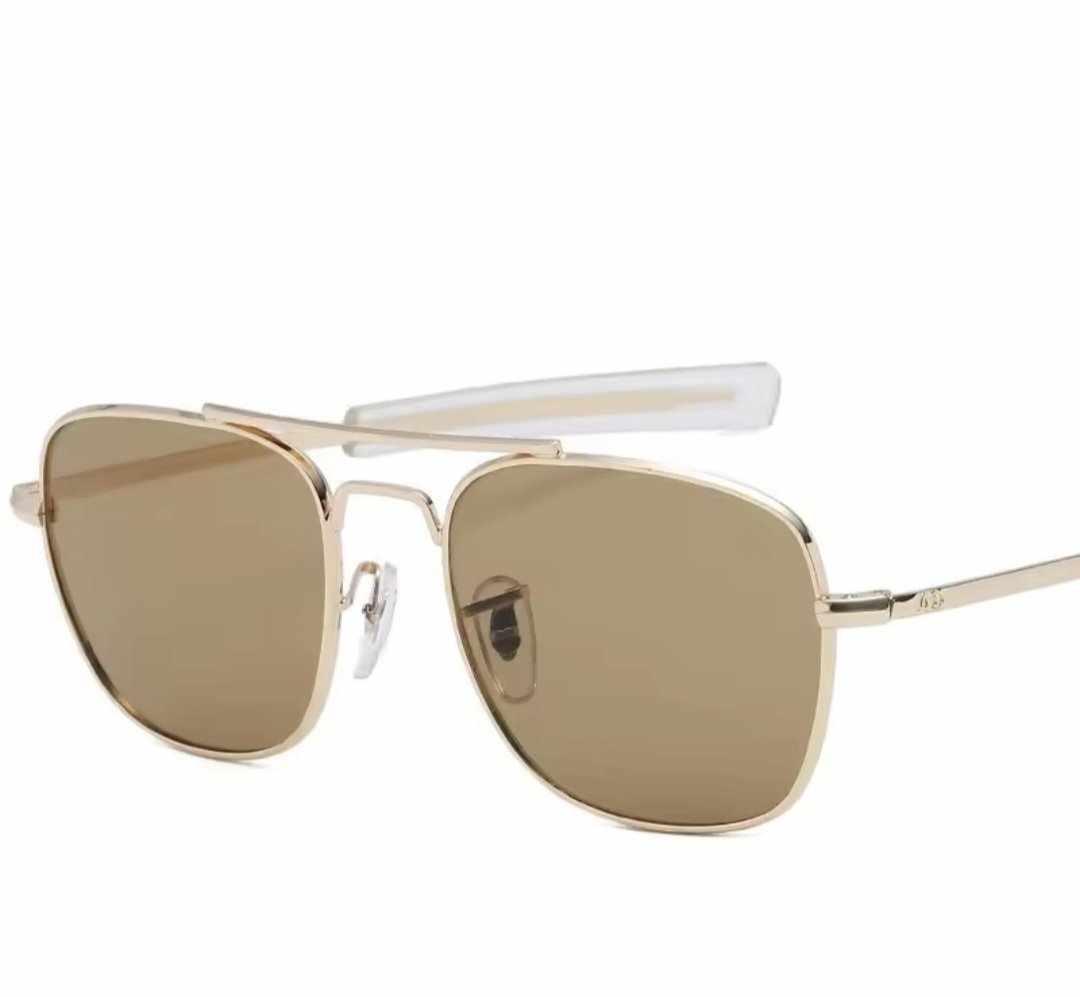 Rimless Brown Tint Gradient Sunglasses for Men Women Celeb Style Gold Half Rim Strong Frame Glasses