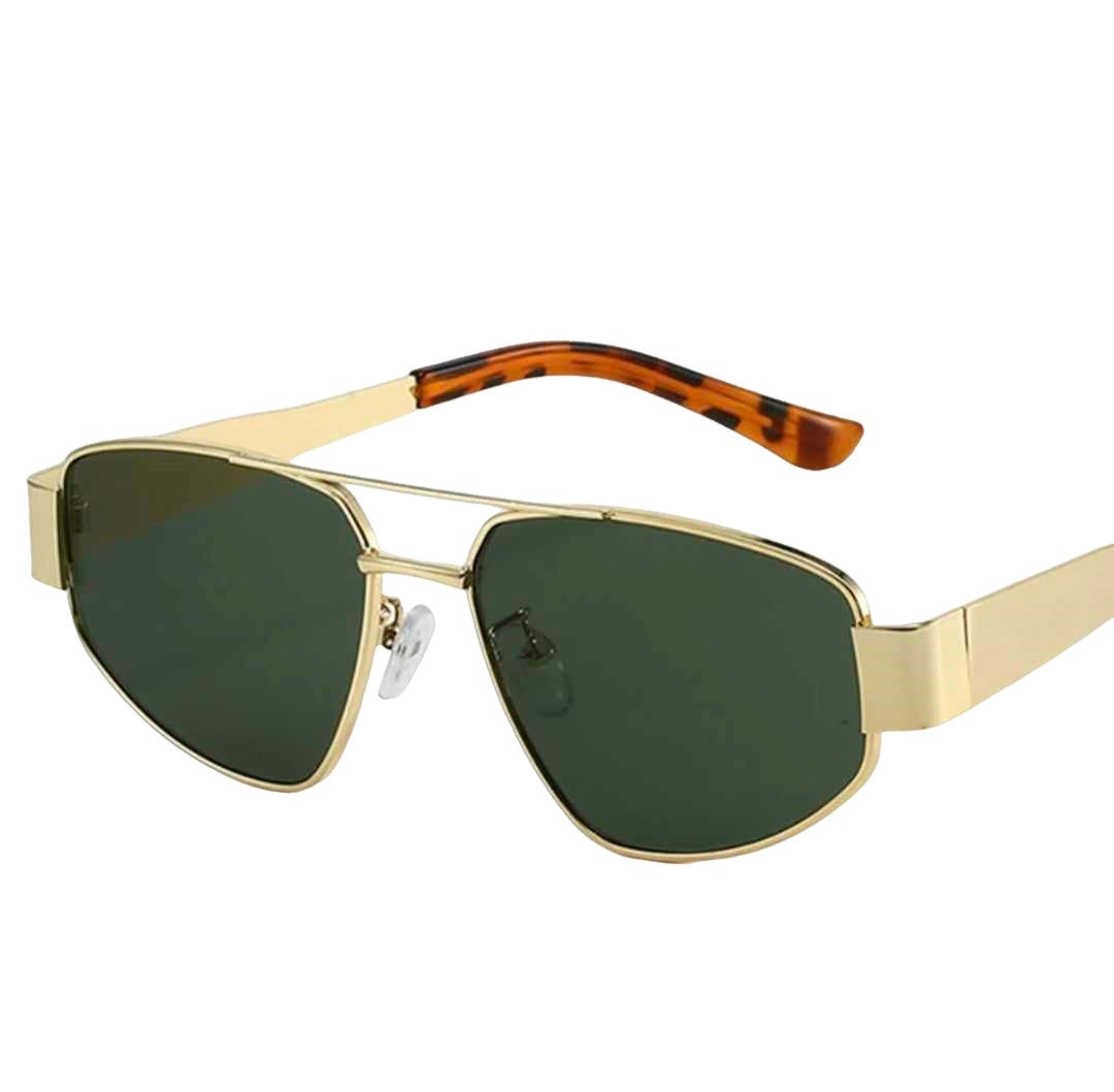 Slim Cateye Designer Smoke Green Lens Sunglasses, Leopard Print Frame, Double Bridge, Angled Geometric Shape, 2025 Fashion for Women or Men