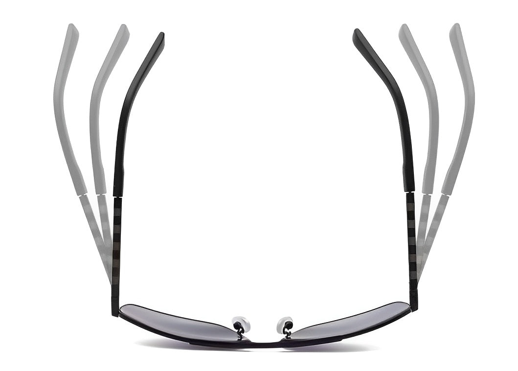 Gunmetal Silver Frame Gradient Greyish Blue Lens Sunglasses Mens, Double Bridge, Celeb Inspired, Lightweight Alloy Metal, Lightly Tinted Dark to Light