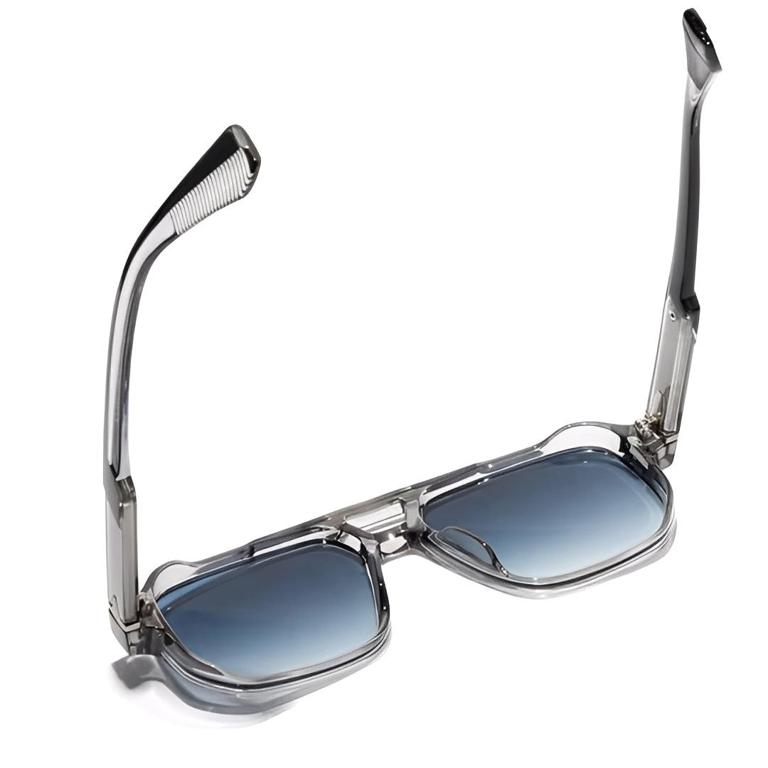 Oval Square Opaque Frame Sunglasses Gradient Blue Lightly Tinted Lens Transparent Chunky Translucent Frame On-trend