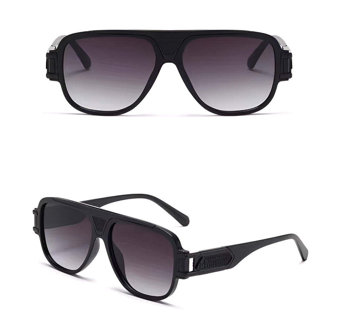 Gradient Black Visor Sunglasses Dark Tint Lenses Single Lens Frame Fashion Glasses Futuristic Shield Design