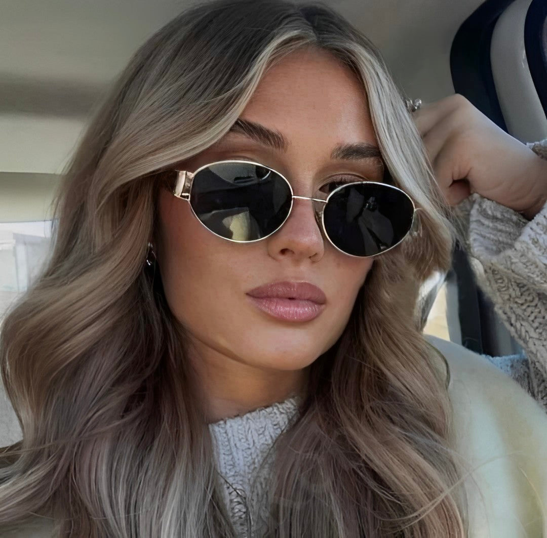 Triumph Style Sunglasses Oval Dark Grey Lens Silver Alloy Frame Celeb Style for Woman Man On-trend Fashion Festival Clubbing Glasses